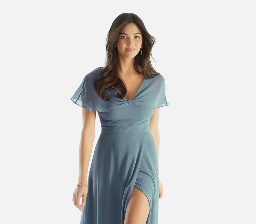 Model wearing a bridesmaids dress